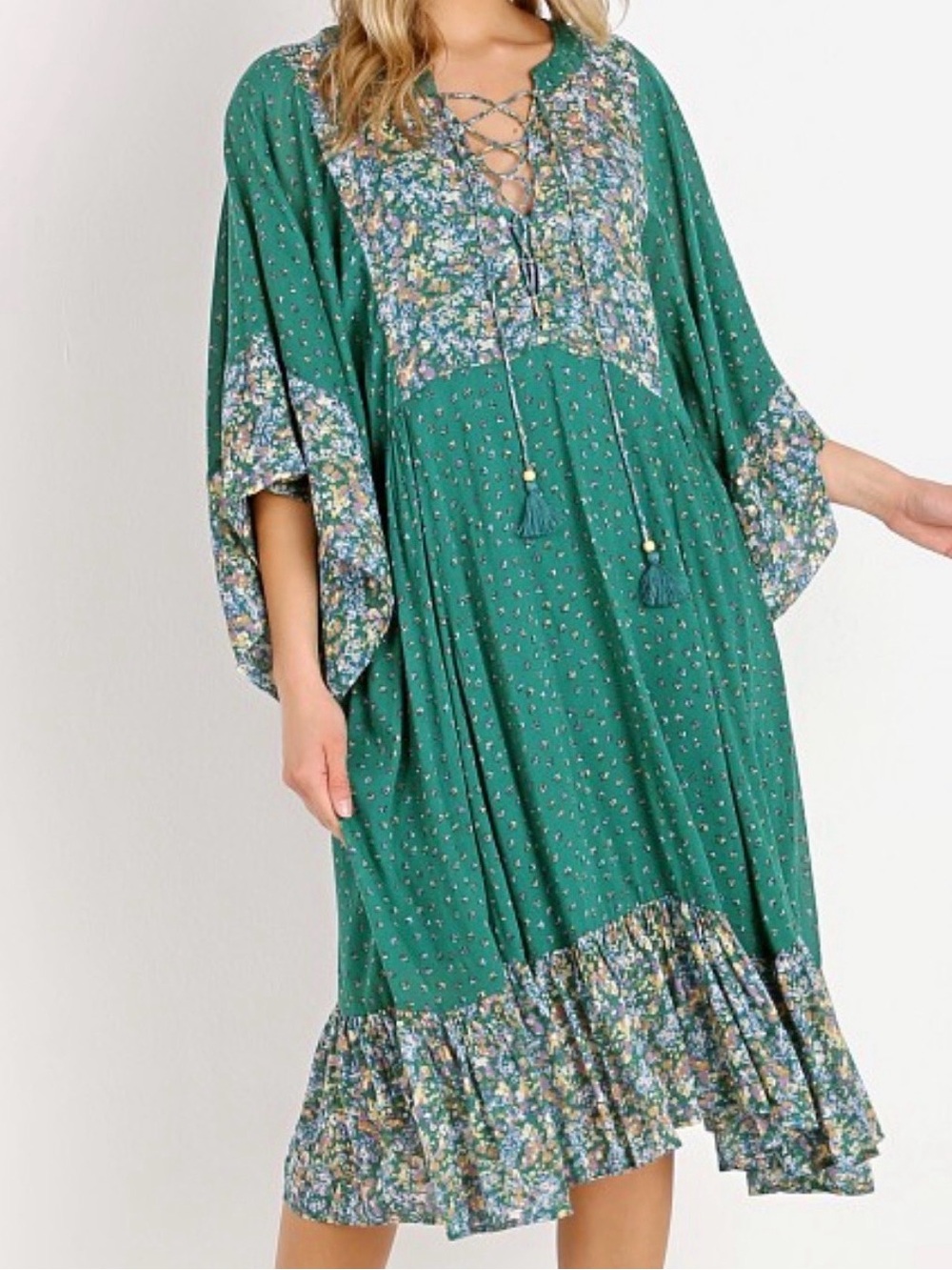 Auguste The Label Palm Springs poolside Midi Dress in Emerald NWT